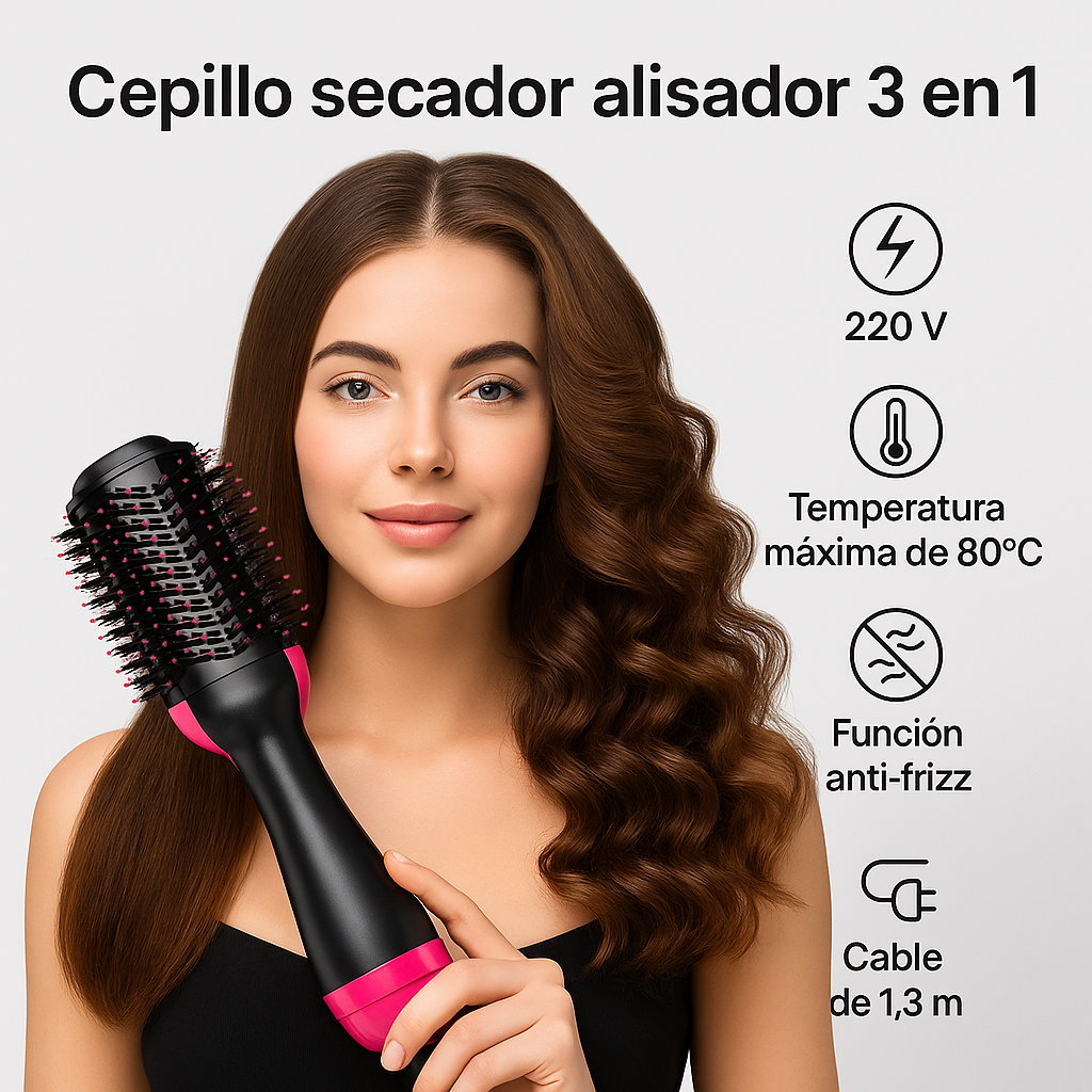 Cepillo secador alisador-3 en 1